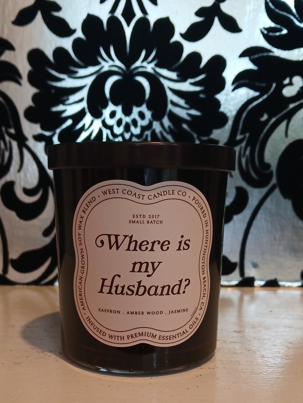 'Where is my Husband?' Saffron, Amber Wood, Jasmine Candle
